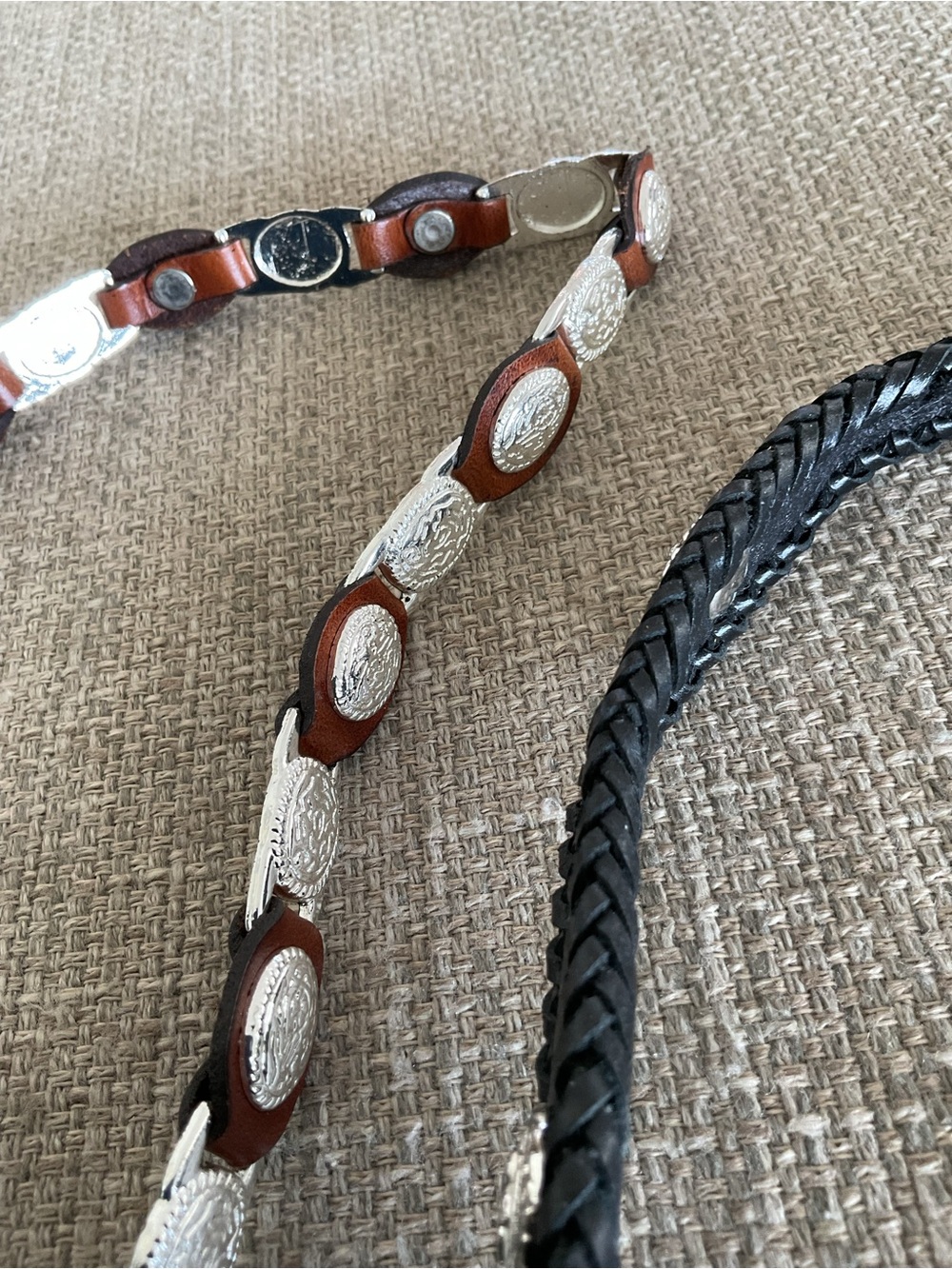 Braided Leather Concho Hat Bands - Black and Brown - Picture 8 of 8